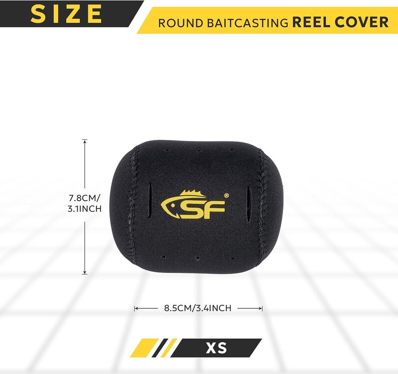 sf. Neoprene Conventional Reel Covers Round Reel Case Protective Cover Shield Pouch, XXS/XS/S/M/L/XL/XXL Size, Black - Image 2